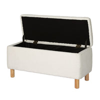 Storage Ottoman Blanket Box 99cm Teddy Fabric White