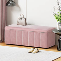 Storage Ottoman Blanket Box 103cm Velvet Pink