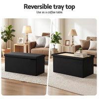 Artiss Storage Ottoman Bench Folding Blanket Box Toy Organiser Foot Stool Black