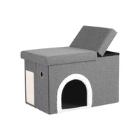 Artiss Storage Ottoman Foot Stool Cat Litter Box Enclosure Foldable Grey