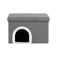 Artiss Storage Ottoman Foot Stool Cat Litter Box Enclosure Foldable Grey