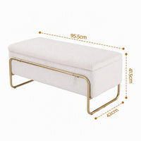 Artiss Storage Ottoman Boucle Padded Seat Footrest Hidden Storage Cream White