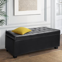 Storage Ottoman Blanket Box 97cm Leather Black