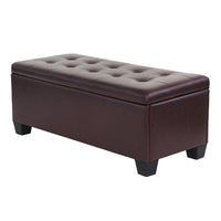 Storage Ottoman Blanket Box 97cm Leather Brown