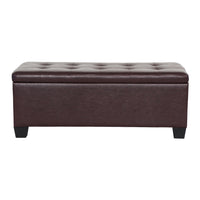 Storage Ottoman Blanket Box 97cm Leather Brown