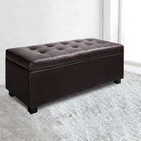 Storage Ottoman Blanket Box 97cm Leather Brown