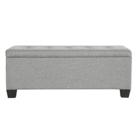 Storage Ottoman Blanket Box 97cm Linen Light Grey