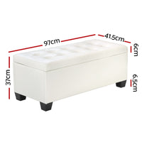 Storage Ottoman Blanket Box 97cm Leather White