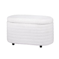 Storage Ottoman Blanket Box 87cm Boucle Fabric Oval