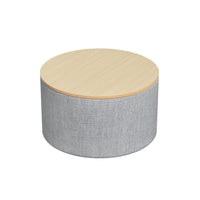 Storage Ottoman Blanket Box 60cm Linen Round Grey