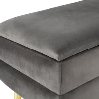 Ottoman Storage Foot Stool Velvet Grey