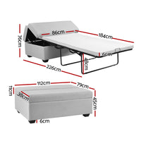 Ottoman Storage Sofa Bed 112cm Foldable Grey