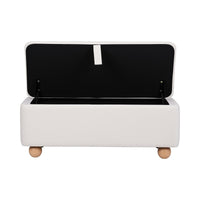 Artiss Storage Ottoman Hidden Bench Velvet Blanket Box Beige 97cm