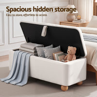 Artiss Storage Ottoman Hidden Bench Velvet Blanket Box Beige 97cm
