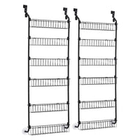 Artiss 2x Over Door Storage Pantry Organiser 6-Tier Metal Hanger Hook Black