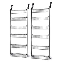 Artiss 2x Over Door Storage Pantry Organiser 6-Tier Metal Hanger Hook Black