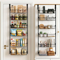 Artiss 2x Over Door Storage Pantry Organiser 6-Tier Metal Hanger Hook Black