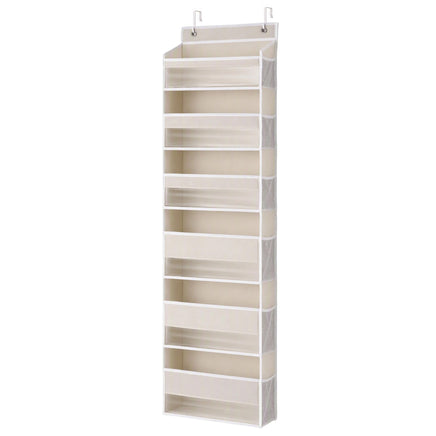 Artiss Over Door Storage Hanger Pantry 6-Tier 12 Pockets Fabric Organiser Beige