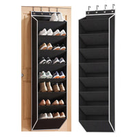 Artiss Over Door Shoe Organiser Storage X2 8-Tier Pantry Hanger Fabric Black