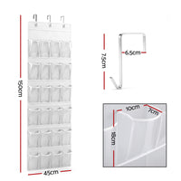 Artiss Over Door Shoe Organiser Storage X2 6-Tier Pantry Hanger 24 Pockets White