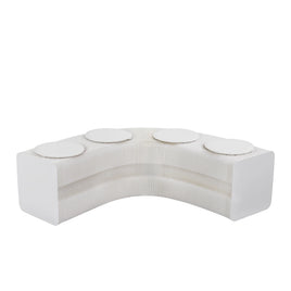 Artiss Folding Paper Bench With 4 PU Leather Seat Pads Expandable Accordion Stool For 4 Seats