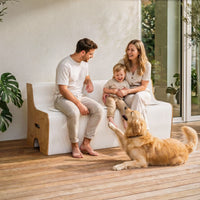 Artiss Folding Kraft Paper Sofa 3 Seater Accordion Bench with PU Leather Cushion Collapsible Couch 300kg Capacity 150x59x63cm