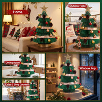 Jingle Jollys 2PCS Folding Tabletop Christmas Tree Xmas Decorations Red & Green