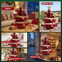 Jingle Jollys 2X Folding Christmas Tree 47CM Xmas Table Decorations Red&Green