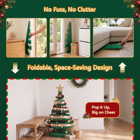 Jingle Jollys Paper Christmas Tree 87CM w/ Star Topper LEDs Xmas Decorations Kit Home Office Green