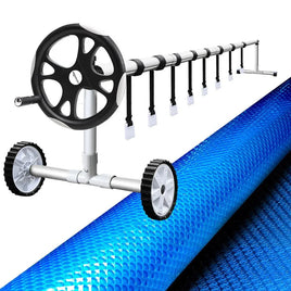 Aquabuddy Pool Cover 500 Micron 10x4m Blue Swimming Pool Solar Blanket 5.5m Roller