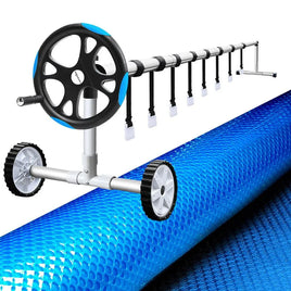 Aquabuddy Pool Cover 500 Micron 10x4m Swimming Pool Solar Blanket 5.5m Roller Blue