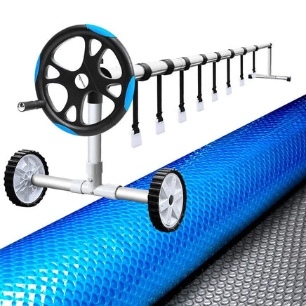 Aquabuddy Pool Cover 500 Micron 10x4m Silver Swimming Pool Solar Blanket 5.5m Blue Roller