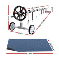 Aqua Buddy Pool Cover 600 Micron 12x6.4m w/ Roller 6.55m Swimming Pools Black Solar Blanket