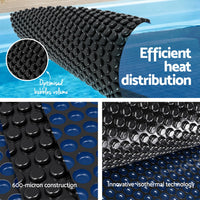 Aquabuddy Pool Cover 600 Micron 6.5x3m w/ Roller 5.55m Black Solar Blanket