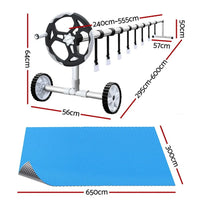Aquabuddy Pool Cover 500 Micron 6.5x3m Silver Swimming Pool Solar Blanket 5.5m Roller