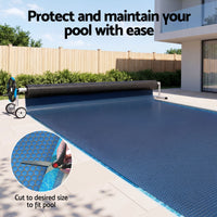 Aqua Buddy Pool Cover 500 Micron 6.5x3m w/ Blue Roller 5.55m Swimming Pools Black Solar Blanket