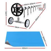 Aquabuddy Pool Cover 6.5x3m 400 Micron Silver Swimming Pool Solar Blanket 4m Roller