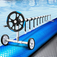 Aquabuddy Pool Cover 8x4.2m 400 Micron Silver Swimming Pool Solar Blanket 5.5m Blue Roller