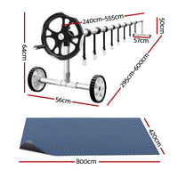 Aqua Buddy Pool Cover 600 Micron 8x4.2m w/ Roller 5.55m Swimming Pools Black Solar Blanket