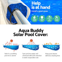 Aquabuddy Pool Cover 500 Micron 8.5x4.2m Silver Swimming Pool Solar Blanket 5.5m Blue Roller