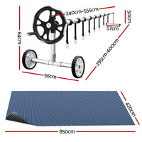 Aqua Buddy Pool Cover 500 Micron 8.5x4.2m w/ Roller 5.55m Swimming Pools Black Solar Blanket