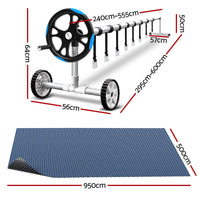 Aqua Buddy Pool Cover 500 Micron 9.5x5m w/ Blue Roller 5.55m Swimming Pools Black Solar Blanket