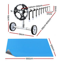 Aquabuddy Pool Cover 9.5x5m 400 Micron Swimming Pool Solar Blanket 5.5m Roller