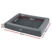 Pet Bed Dog Cat Large Calming Soft Sofa Cushion Egg Crate Washable Grey