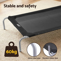 i.Pet Pet Dog Bed Elevated Trampoline Durable Raised Heavy Duty Large Dogs 90x137cm Black