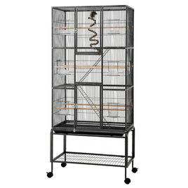 i.Pet 176cm 3-Tier Large Bird Cage Aviary with Ladder Parrot Budgie Wheels Black