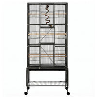 i.Pet 176cm 3-Tier Large Bird Cage Aviary with Ladder Parrot Budgie Wheels Black