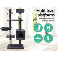 Cat Tree 140cm Tower Scratching Post Scratcher Trees Toys Condo Bed Grey