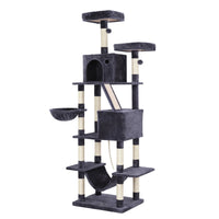i.Pet Cat Tree Tower 206cm Large Scratching Post Furniture Scratcher House Grey