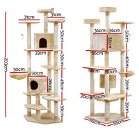 Cat Tree 203cm Tower Scratching Post Scratcher Condo Trees House Bed Beige